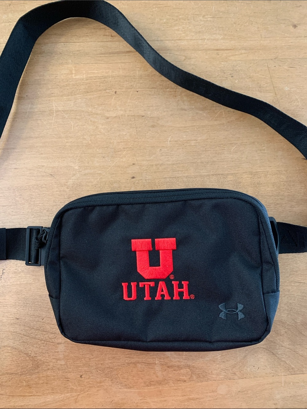 University of Utah Crossbody Sling Belt Bag Fanny Pack Black with Red Embroidery